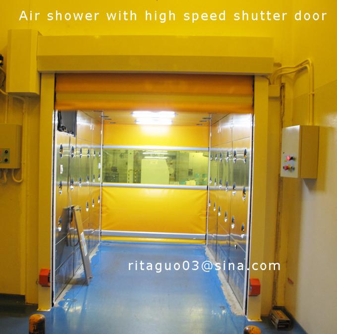 Ducha de aire de acero en frío del recinto limpio, sitio de ducha de aire con las puertas de alta velocidad del obturador 3