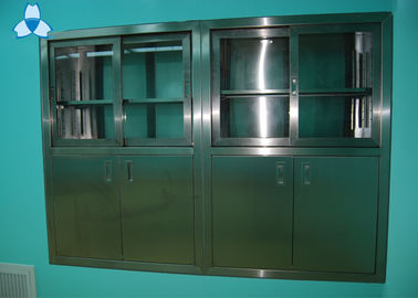 Gabinetes médicos del acero inoxidable del filtro de aire del hospital del almacenamiento de la droga con manual resbalando a medias - la puerta de cristal