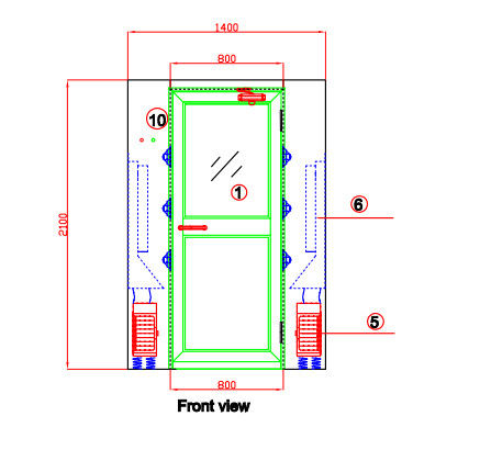Ducha de aire automática llena del recinto limpio SUS304 para 4 personas con soplar de tres lados 4