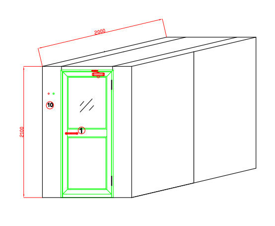 Ducha de aire automática llena del recinto limpio SUS304 para 4 personas con soplar de tres lados 3